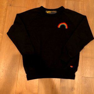 Aviator Nation Rainbow Embroidery Pullover Sweatshirt - black
